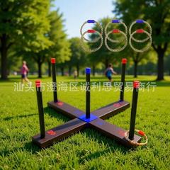 跨境麻绳套圈投掷十字架扔套绳圈圈游戏 ring toss game 绳环套环