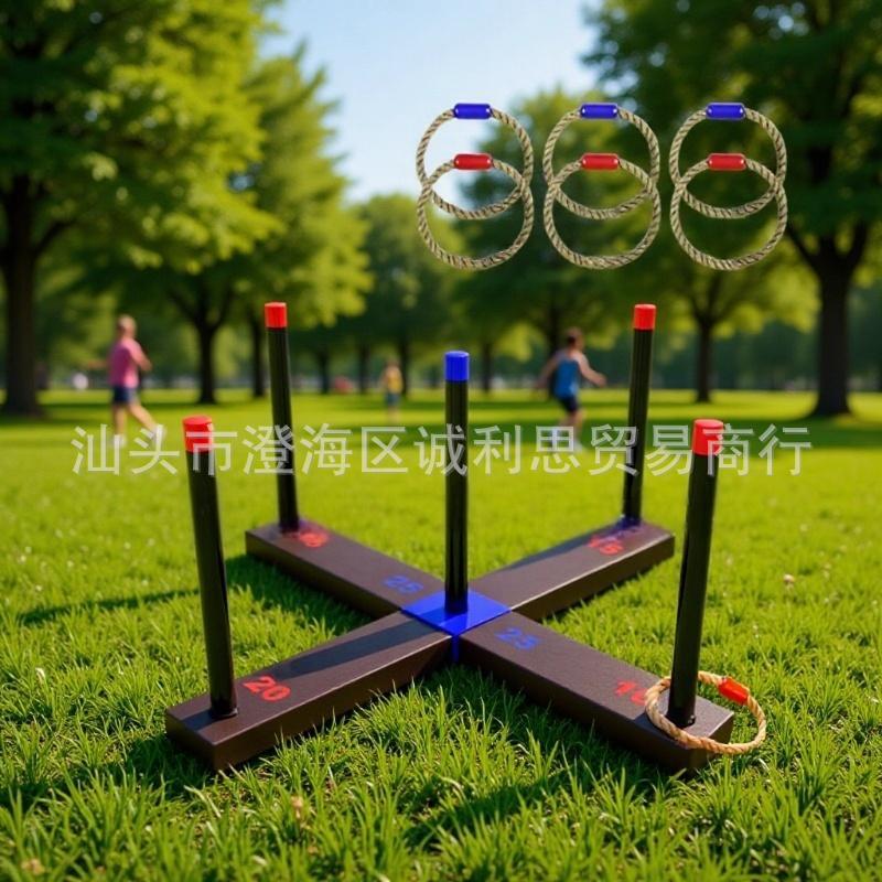 跨境麻绳套圈投掷十字架扔套绳圈圈游戏 ring toss game 绳环套环|undefined
