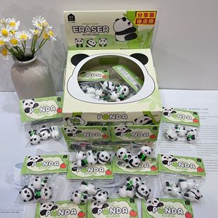 Cute Attractions Panda Eraser Set 3D Non-Assembled Three-Dimensional Red Panda Eraser 3 Pack Cleanly