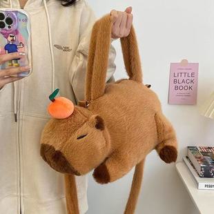 2025 New Capibala Stuffed Capybara Backpack Cute Crossbody Handbag Cartoon Girls Small Backpack