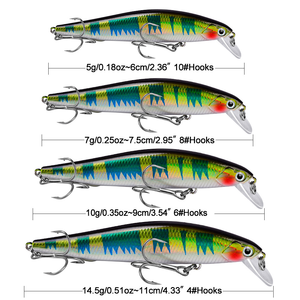 Shallow Diving Minnow Lures Sinking Hard Baits Fresh Water Bass Swimbait Tackle Gear