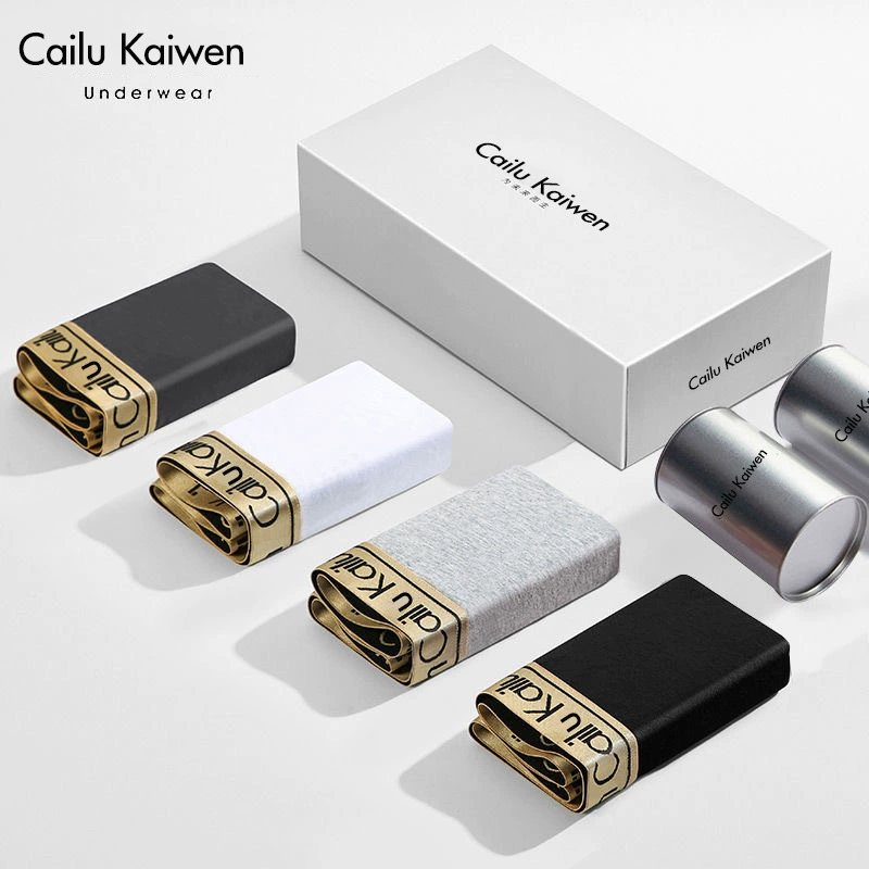 Мужские трусы-боксеры CailuKaiwen из чистого хлопка для трансграничного дропшиппинга, упакованные в подарочный пакет, для прямых трансляций и внешней торговли