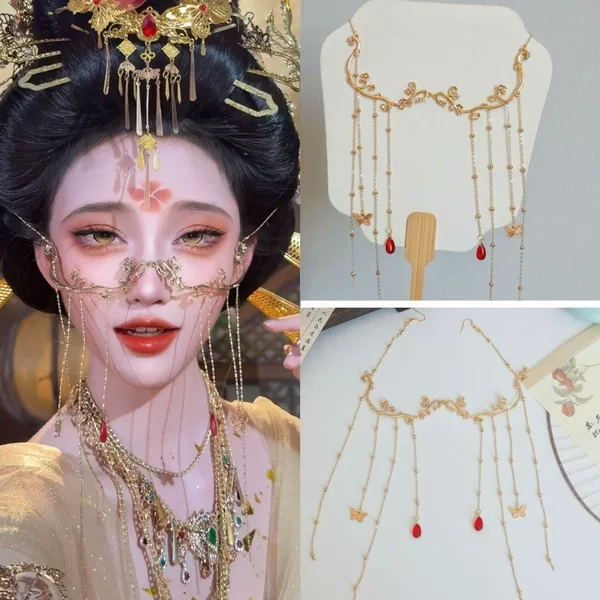 Ancient Style Face Veil, Ear-Hanging Han Dynasty Headwear, Ancient Decorative Face Veil, Hair Accessories, Super Fairy Tassel Accessories Veil