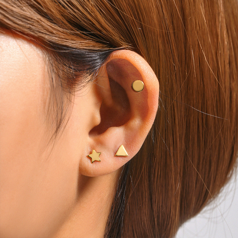 3g Weight Ear Studs Classification 1 Set Quantity Daily Occasion 925 Sterling Silver Material Star, Butterfly Pattern Women's Gender Plating Design Simple Style Style 1 Set 925 Sterling Silver Star Butterfly Ear Studs 20