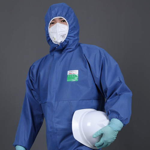 Junyu GAJ1000 one-piece protective suit blue SMMS non-woven isolation suit breathable cap dustproof paint suit