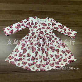 工厂批发价欧美风碎花连衣裙儿童小女孩花卉小裙子爱心斑点印花