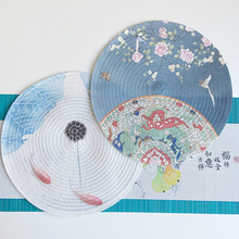 棉纱餐垫圆形苎麻印花中式隔热垫中国风茶席茶具垫子梅兰竹菊盘垫