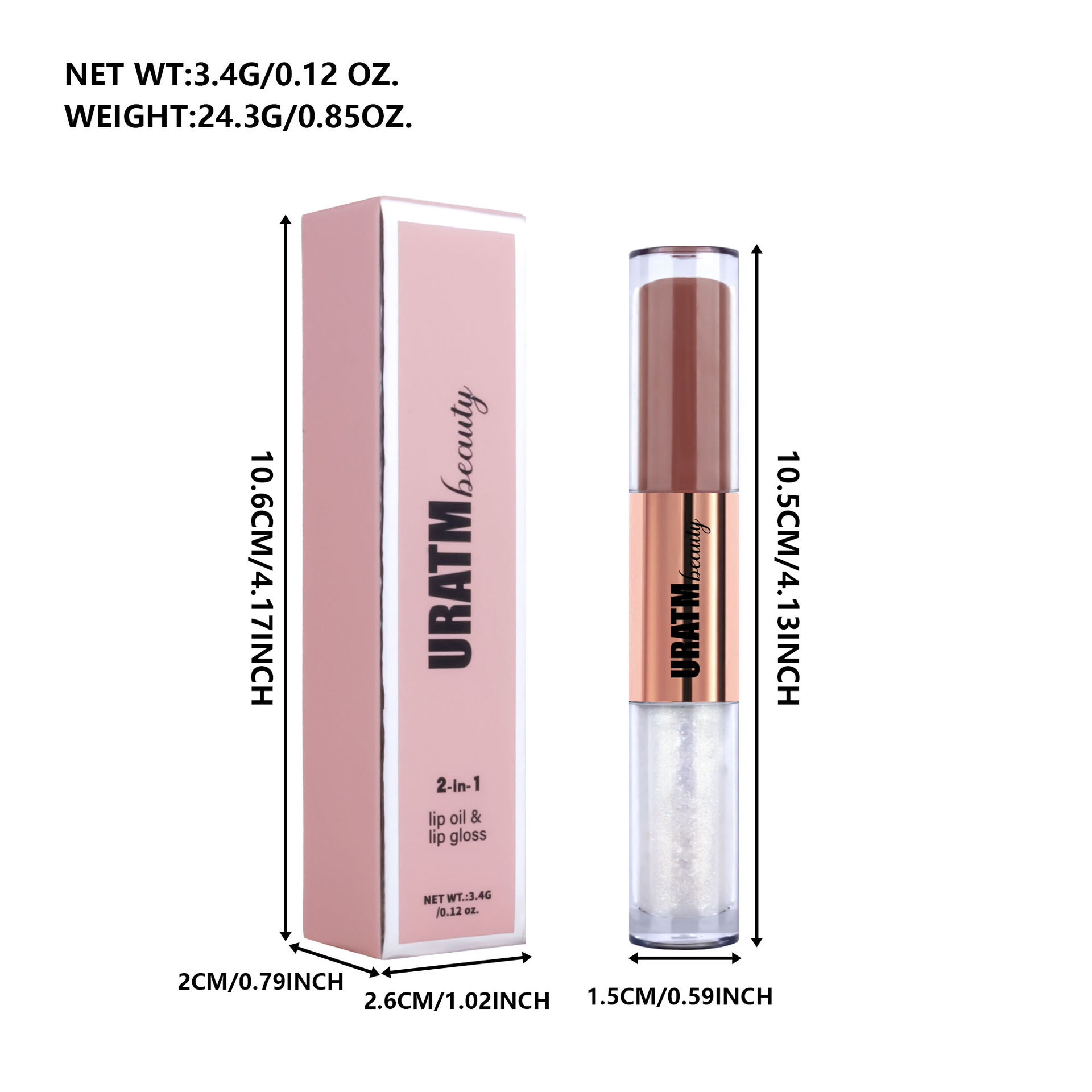 SHCOETY Cross-border double-head lip gloss matte laminated pearlescent fine sparkling lip gloss is not easy to stick to the cup and does not fade for a long time Specification drawing