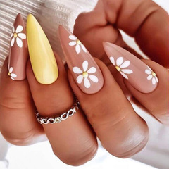 Fresh Mountain Camellia False Nail Stickers European and American Style Nail Tabs Long-lasting Jelly Glue Nail Stickers
