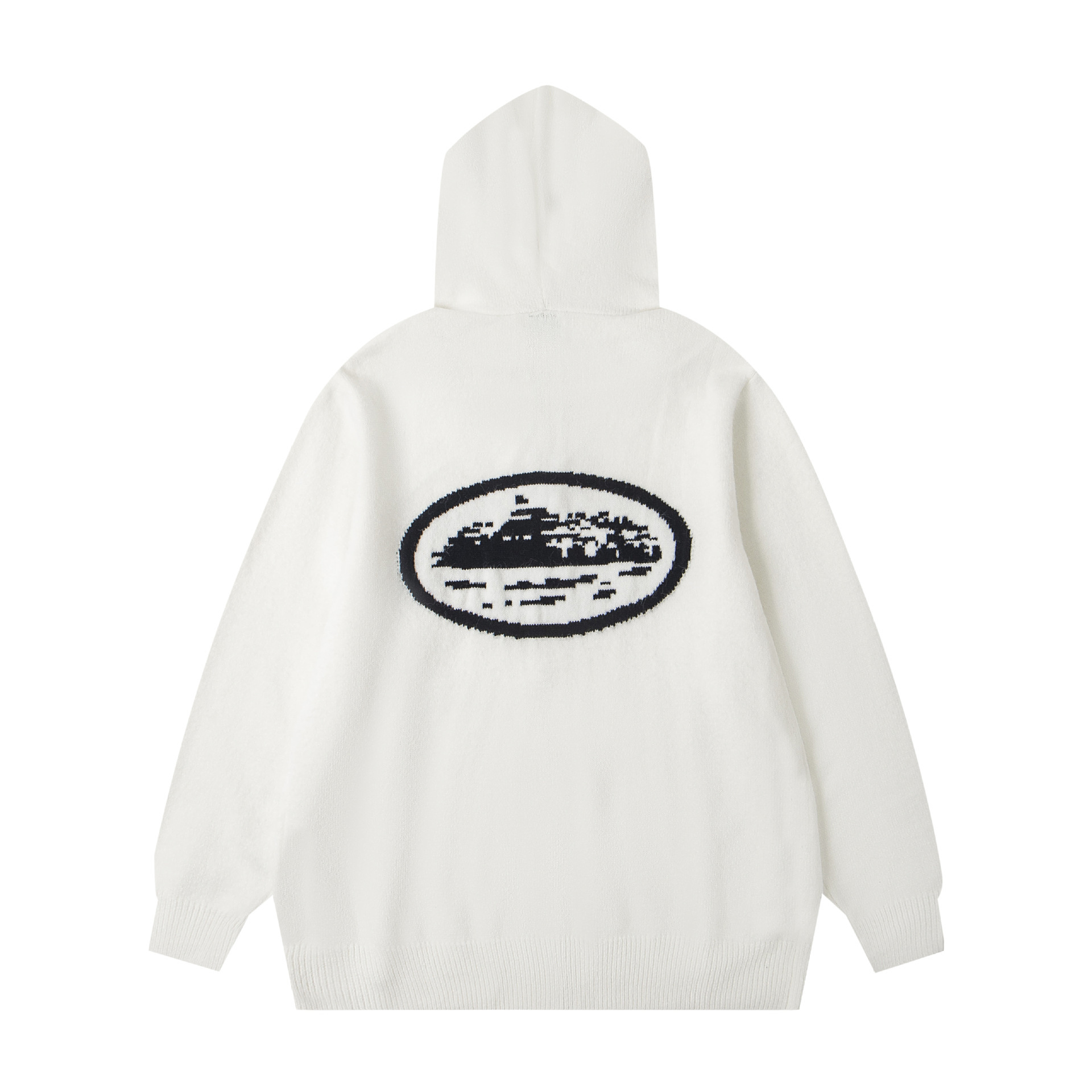 Corteiz Alcatraz Zip Sweater Heavy Knit Hoodie Natural