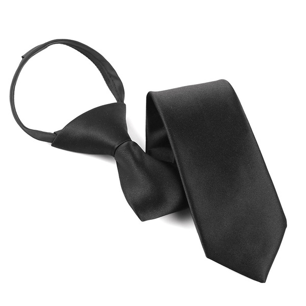 Men's women's black solid color tie with zipper