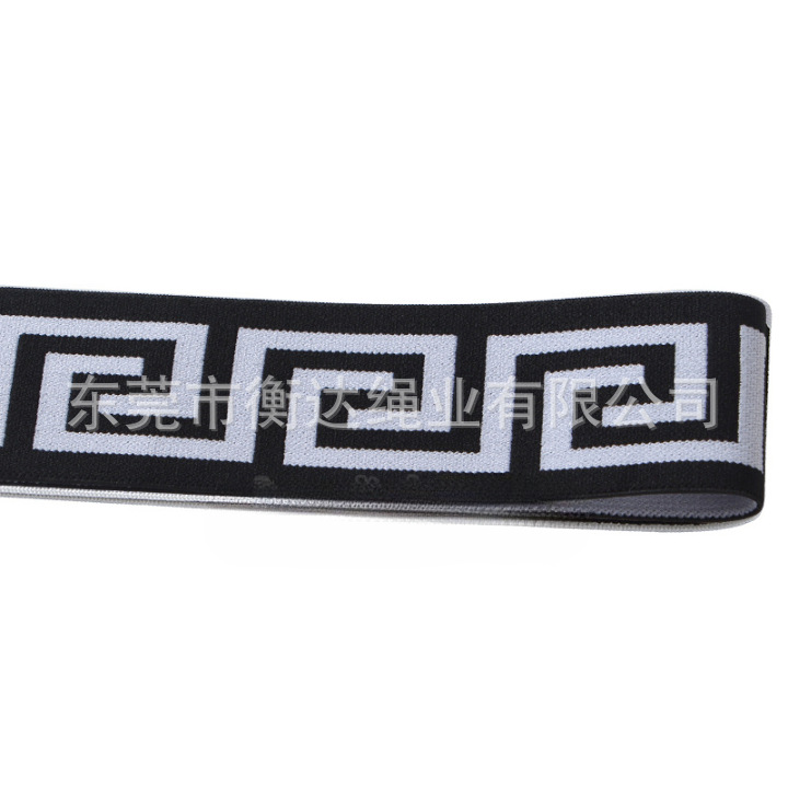 Fábrica al por mayor 4cm laberinto jacquard elástico ropa interior gorra falda cintura cabeza de vuelta estampado elástico