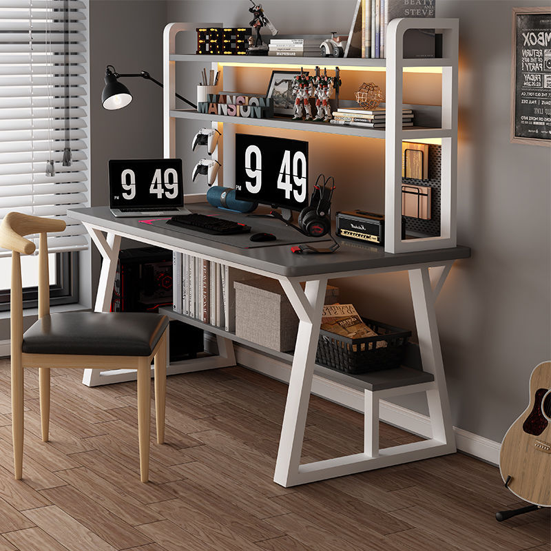 书桌电脑台式桌书架组合家用简约卧室学生简约学生学业写字办公桌