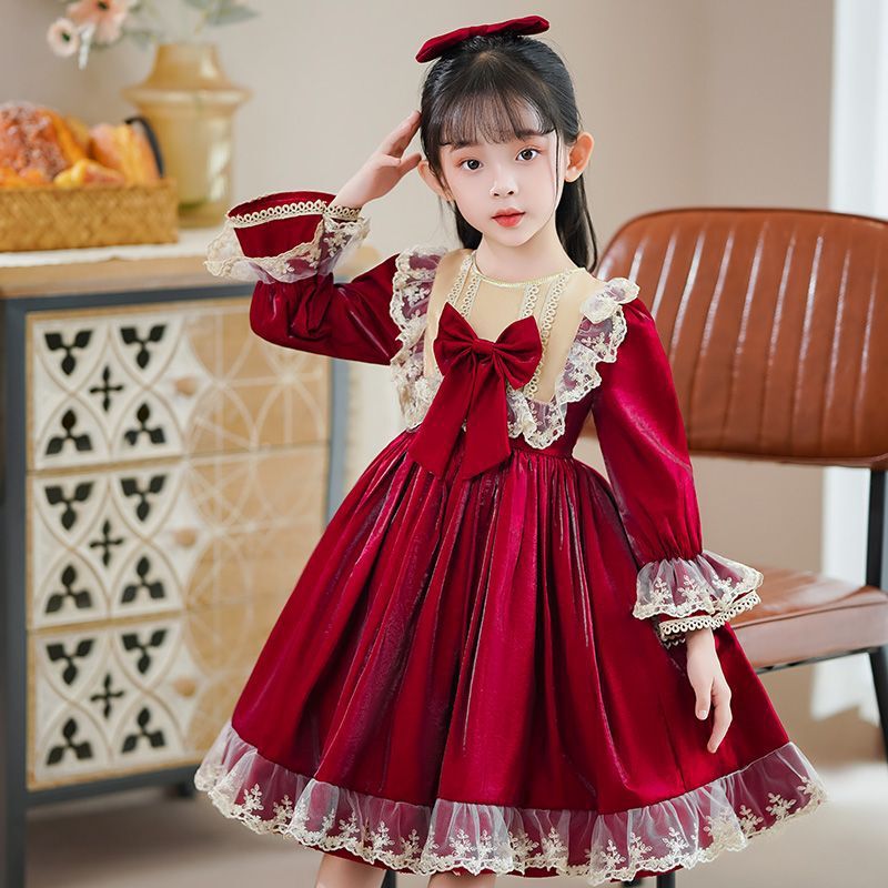 Fleece-Lined Lolita Princess Dress for Girls, Lolita Dress for Autumn and Winter, Christmas Children's Clothing, Disney Children's Dress Trend Fleece-Lined Lolita Princess Dress for Girls, Lolita Dress for Autumn and Winter, Christmas Children's Clothing, Disney Children's Dress Trend
