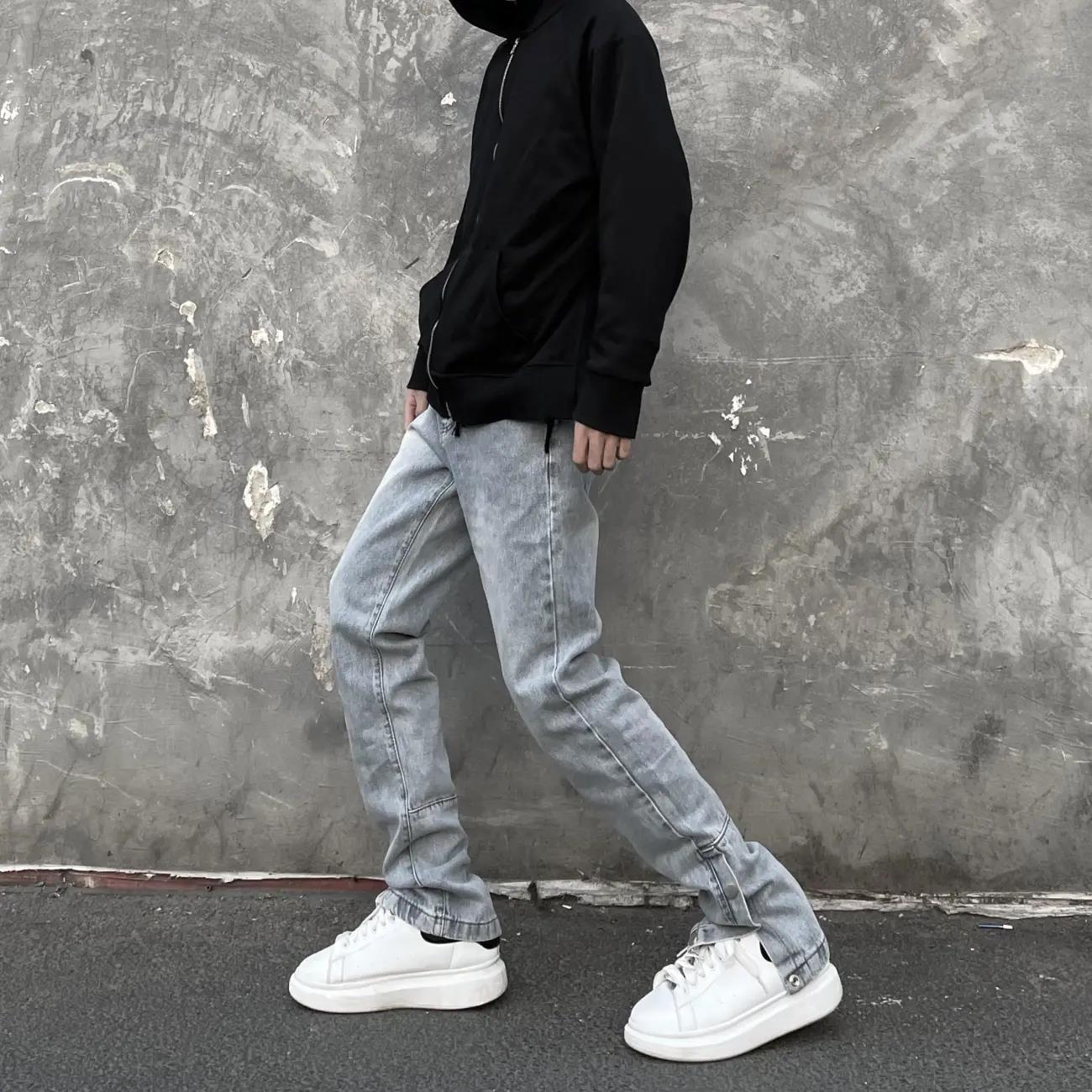 Majira Occidental High Street Side Button Jeans for Men's Summer Hip Hop Straight Loose and Versatile Jeans Vibe_voghion.com