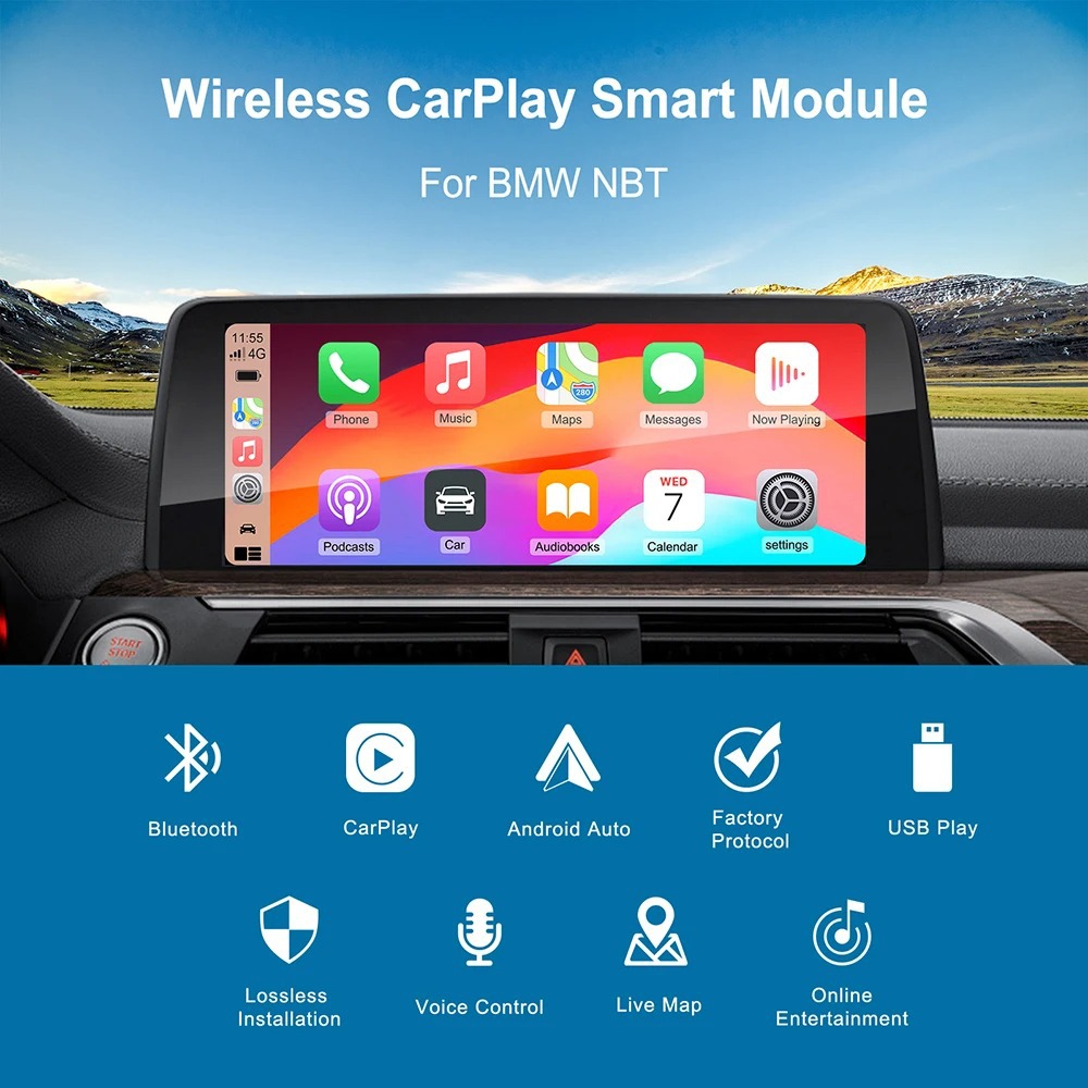 Wireless CarPlay Hicar Box for BMW with Backup Camera Support