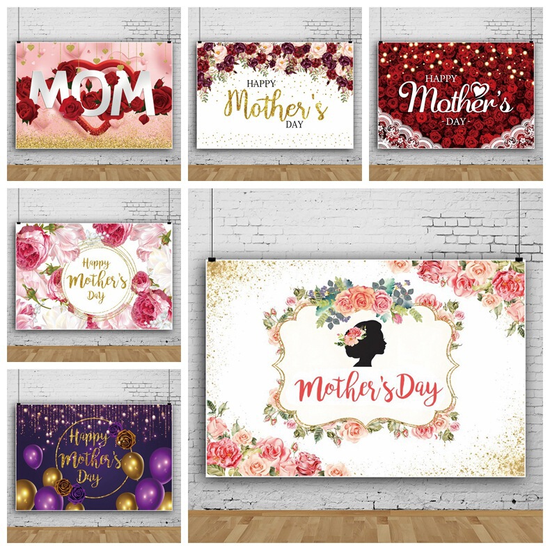 Mother's Day Floral Family Gathering Foreign Trade Amazon Photo Studio Photography Background Cloth Banner