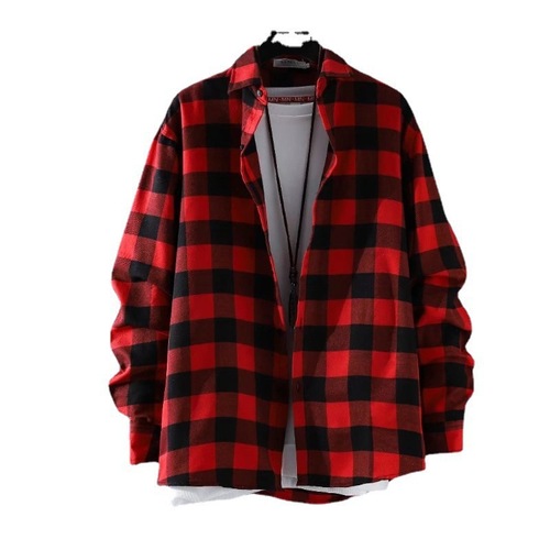 Autumn Japanese-style black and white checkered long-sleeve shirt for men, design-savvy, niche, retro Hong Kong flavor, loose-fitting, versatile jacket