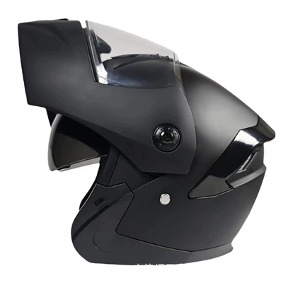 2025 New Model Helmet, Flip-Up Helmet, Electric Vehicle Helmet, Warm Motorcycle Helmet, Safety Helmet, Cycling Helmet for Men and Women (Motosiklet kaskı (dəbilqə)) - 511-sub-black-double-lens-cross-border-hot-product