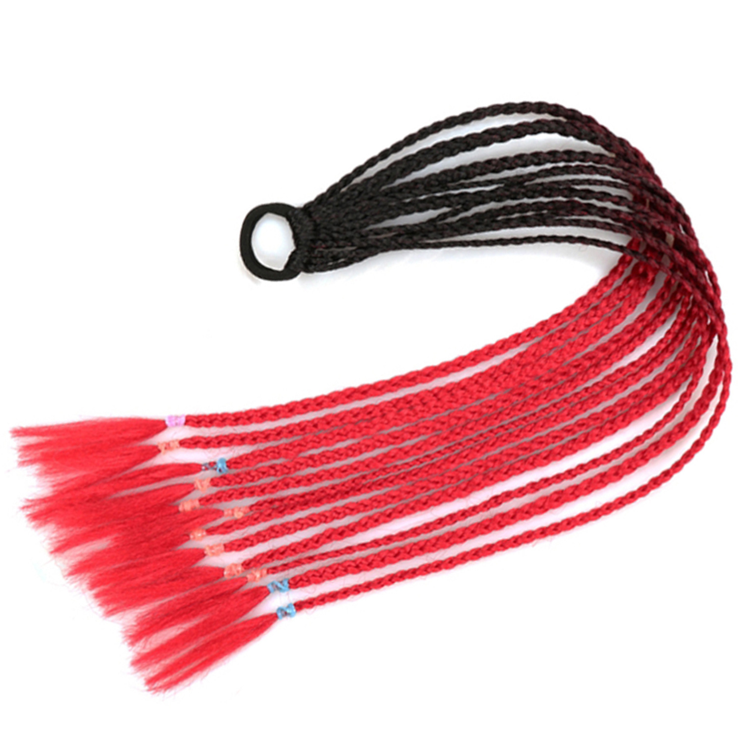 Trenzas de color de tres hebras de cola de caballo de tela de alta temperatura de seda sucia trenzas de cabello tipo peluca