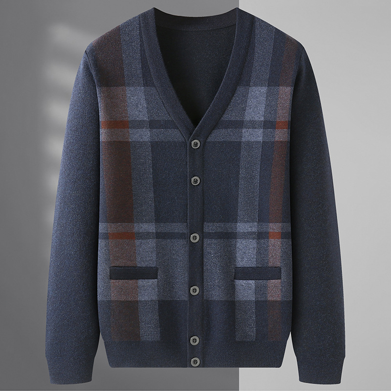 XZ8806中老年爸爸装简约大气休闲百搭男士针织衫开衫羊毛衫