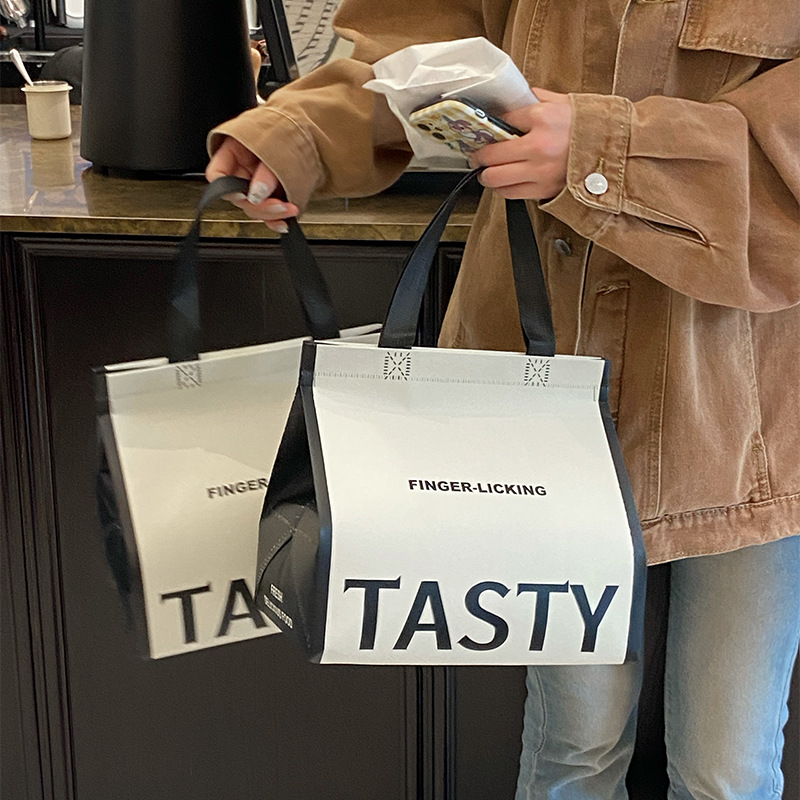 高档一次性平口铝箔无纺布带烧烤海鲜外卖专用批发手提打包保温袋