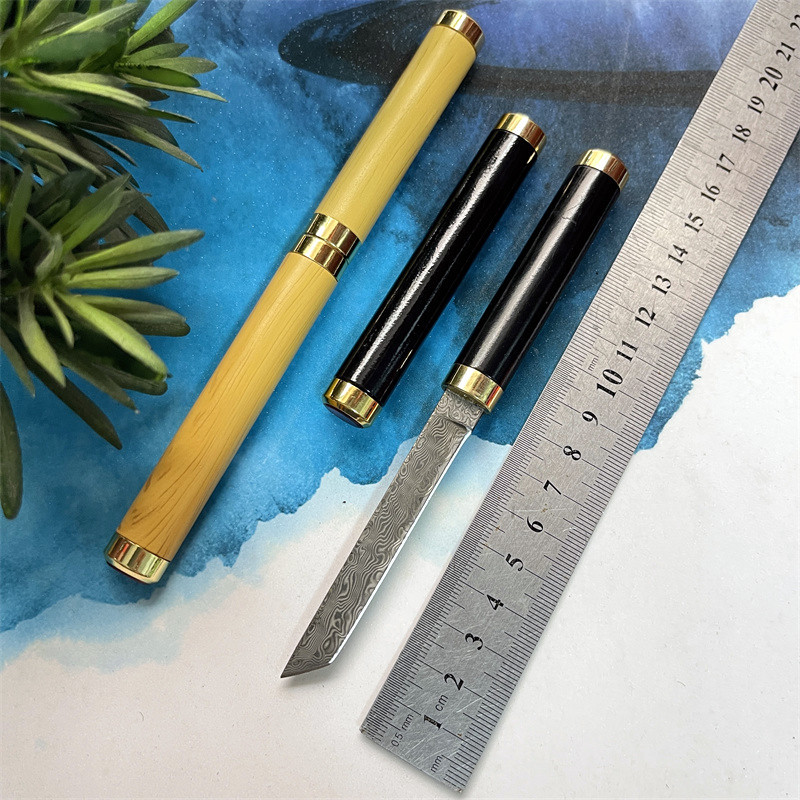 Pluma mágica Damasco cuchillo afilado de alta dureza cuchillo portátil cuchillo de fruta mini cuchillo al aire libre