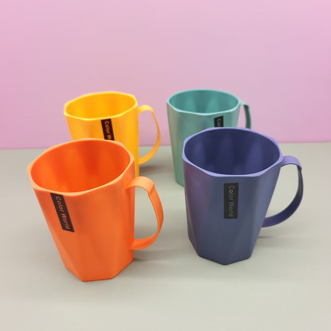 Simple Diamond-shaped Mouthwash For Home Use, Couple's Toothbrush Hotel Bathroom Wash Cup, Shatter-resistant Plastic_voghion.com