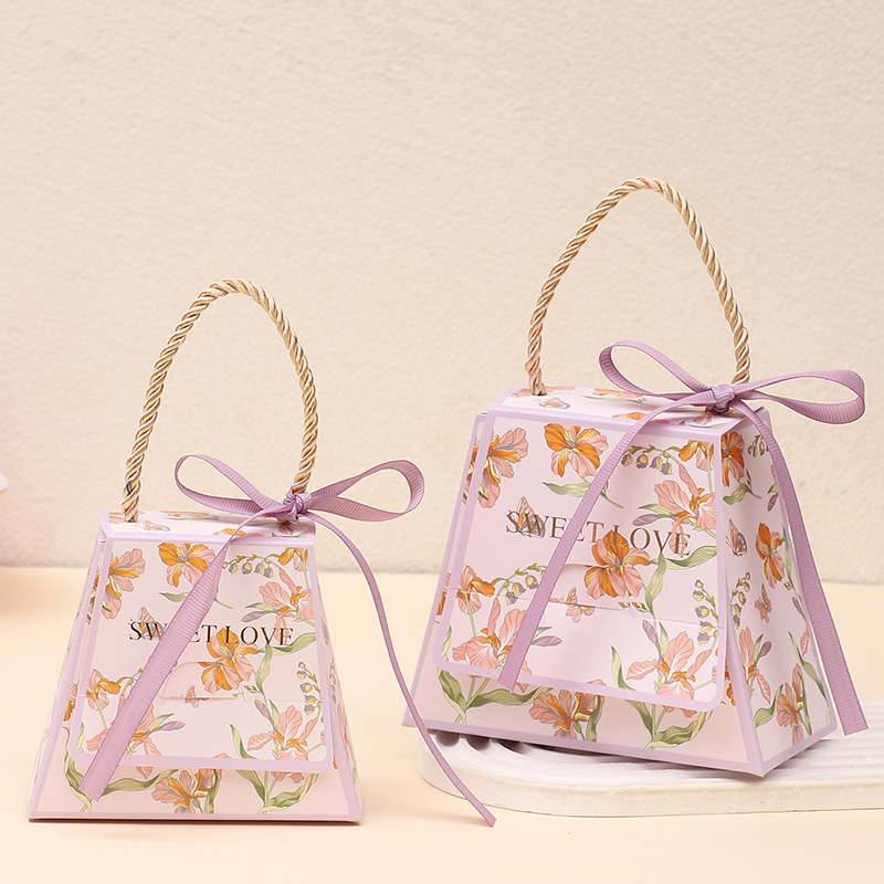 Caja de dulces de boda regalo de mano caja de dulces avanzada caja de dulces de lujo ligero caja de dulces de compromiso caja de dulces de boda portátil boda de dulces