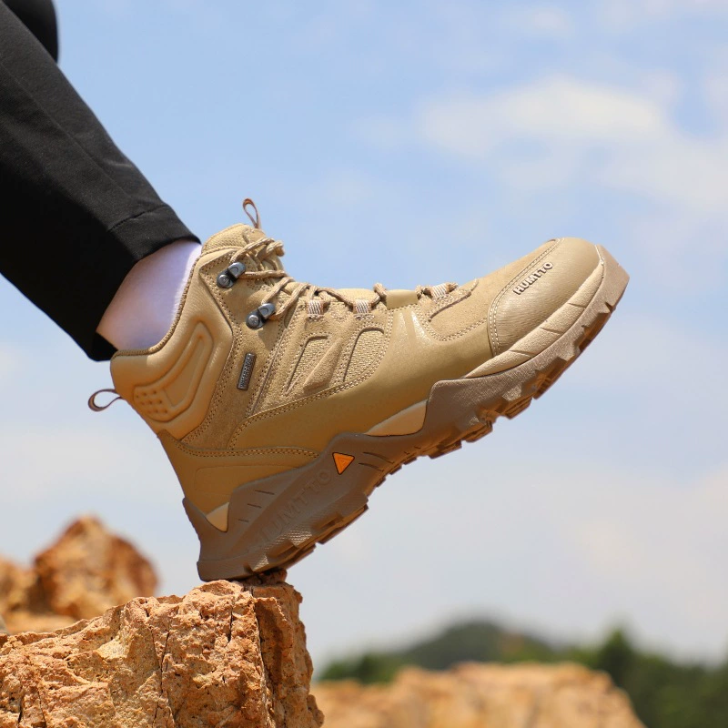 Мужская походная обувь Haitu с высоким берцем, зимняя износостойкая, противоскользящая, амортизирующая, водонепроницаемая, тактическая штурмовая профессиональная походная уличная обувь для мужчин