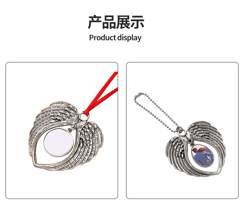 Heat Transfer Blank Angel Wings Holding Heart Pendant European and American Car Accessories Cross-Border Amazon Hot Seller