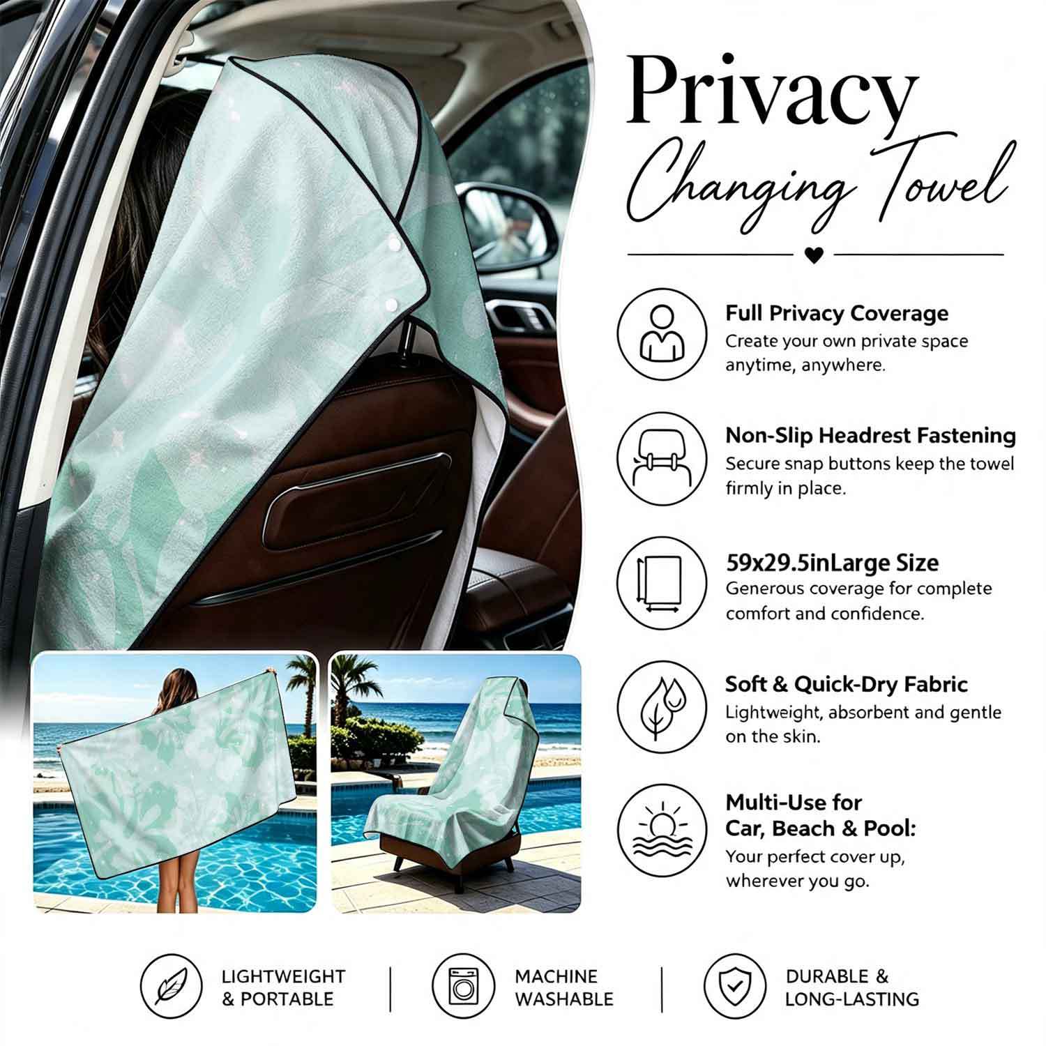 2-piece dual-use car seat cover, ultra-fine fiber, can be used as a beach towel, printed car protective seat cover 13