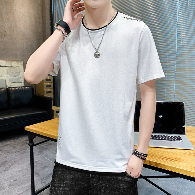 Ljetna nova muška majica kratkih rukava korejske modne marke za mlade, osnovna majica od čistog pamuka_voghion.com