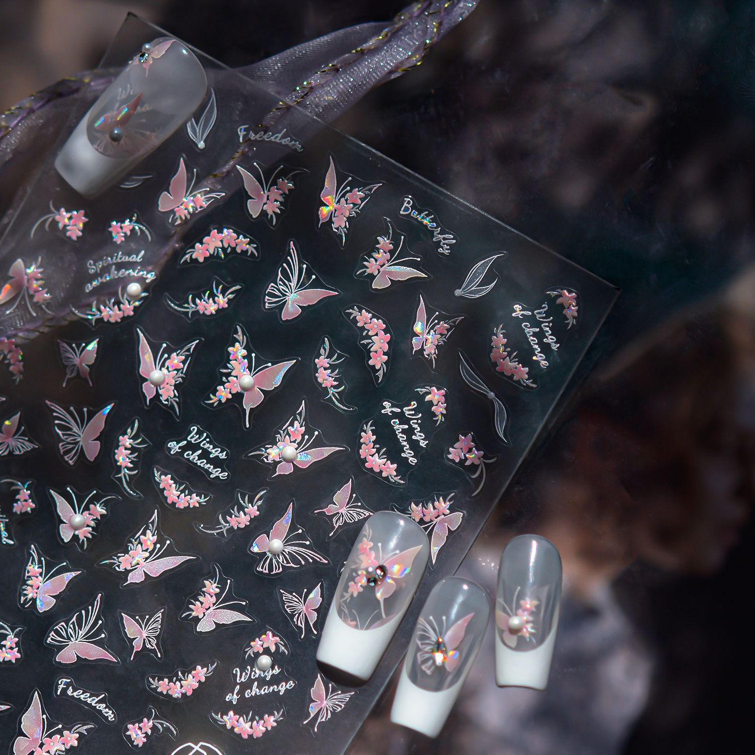 Red de celebridades de la red de uñas nuevas pegatinas de diamantes de cristal estilo explosivo pequeño pegatinas de uñas frescas pegatinas de joyería de flores y mariposas de alta calidad al por mayor