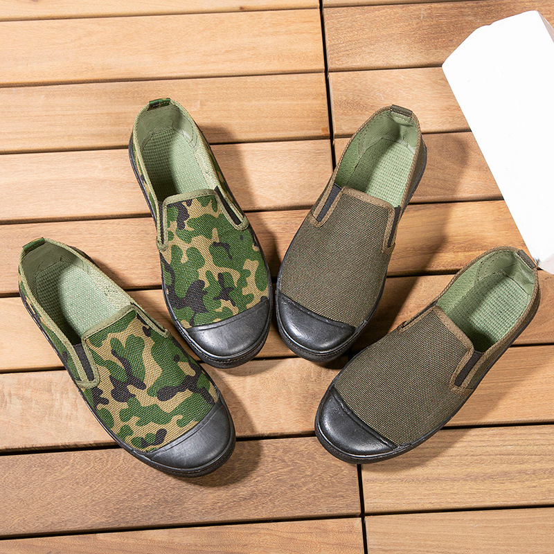 Nuevos zapatos de liberación antideslizante de los hombres zapatos de entrenamiento antideslizante zapatos de trabajo de construcción de sitio de trabajo zapatos de lona transpirables zapatos de protección laboral