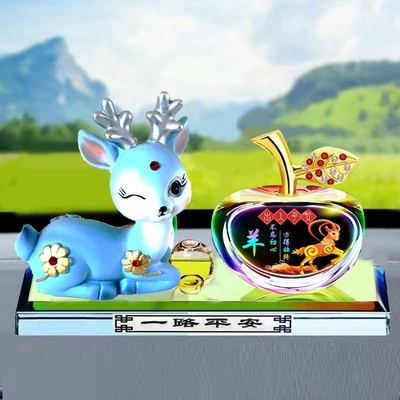 seat car interior decoration — Car ornaments - blue-cartoon-deer-color-apple-sheep