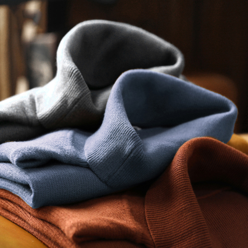 Self-Heating Turtleneck Warm Men's Worsted Knitted Sweater 2025 Spring Pit Strip Inner Layering Sweater