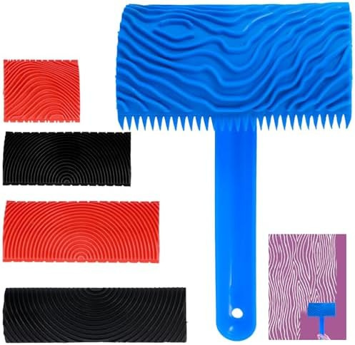 Pintura de vetas de madera Pintura de arte de impresión Pintura de madera Textura de pintura Herramienta de rallado Simulación de goma Cepillo de rodillo de vetas de madera