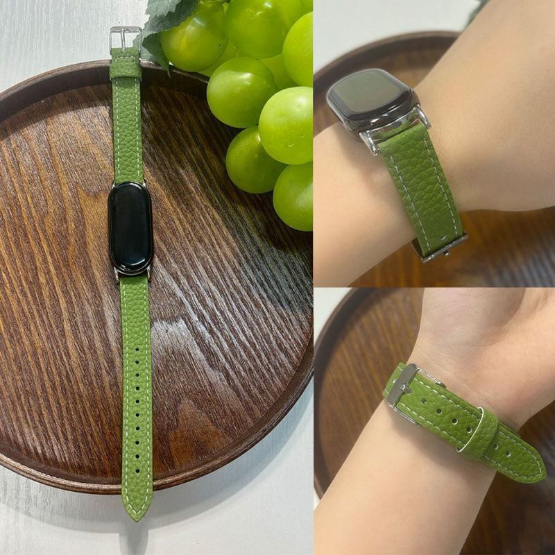 Suitable for Xiaomi Mi Band 9 Xiaomi 10 Watch Strap Pebbled Leather 8Nfc Simple Style Accessible Luxury New Women's Wristband