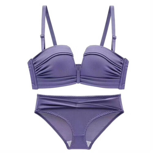 Foreign trade sexy four-corner cup seamless small breasts thickened push-up girl underwear without steel ring adjustable bra set