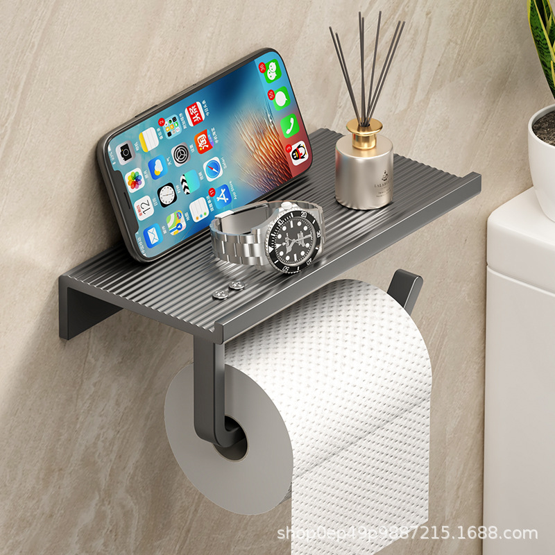Bathroom Wall-Mounted Punch-Free Mobile Phone Holder Toilet Paper Towel Holder Roll Paper Holder Storage Rack Mobile Phone Storage Rack Wholesale
