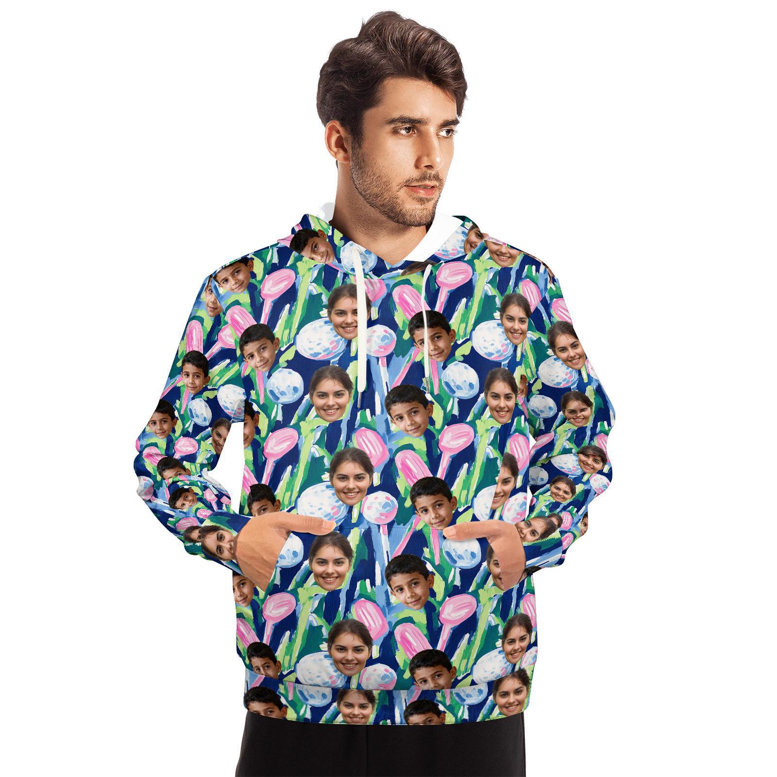 Beach resort style men's trendy loose-fit printed sweatshirt, wholesale, cross-border