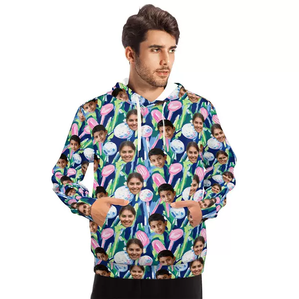 Beach resort style men's trendy loose-fit printed sweatshirt, wholesale, cross-border