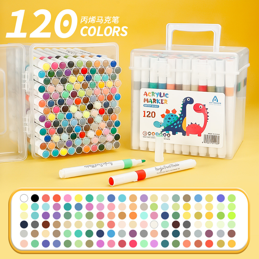 Marcador acrílico multicolor, color apilable, dibujo de graffiti artístico para niños y estudiantes, juego de bolígrafos de color de cabeza dura al por mayor