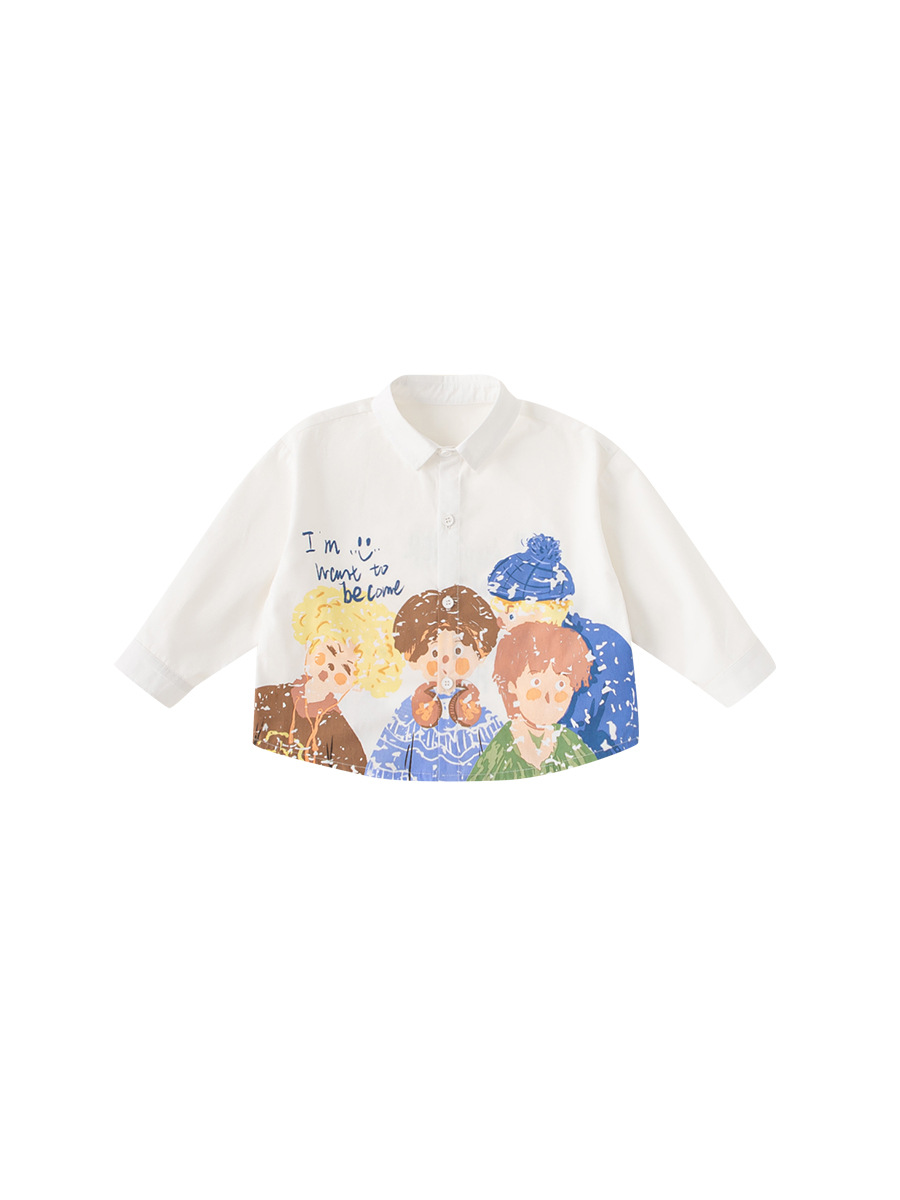 Yoobao ropa infantil camisa infantil 2025 primavera nuevo niño dibujos animados graffiti camisa coreana camisa de bebé