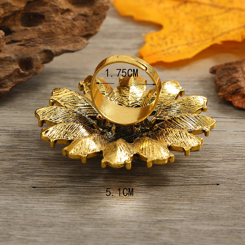 Bohemian Indian fashion retro ethnic diamond sunflower alloy ring