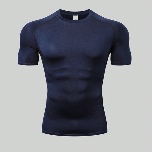 Men's Fitness Clothing Tight Short Sleeve Men's High Elastic Tight Summer T-shirt Sports Short Sleeve Quick Dry Ice Silk Running Training