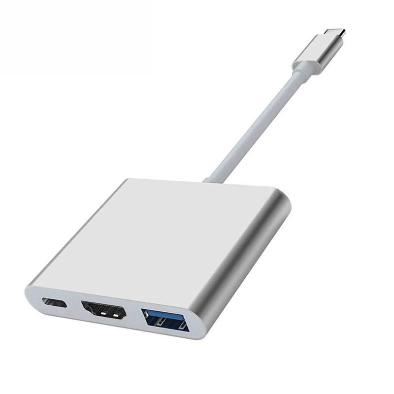 Type-C на HDMI трёхв-1 расширительный док + USB + PD питание, конвертер 4K удлинитель