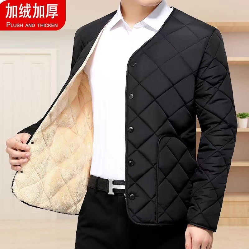 Cálido Chaleco de los hombres de mediana edad y ancianos lana de cordero engrosada chaleco papá desgaste todo el forro de chaleco de algodón dentro y fuera
