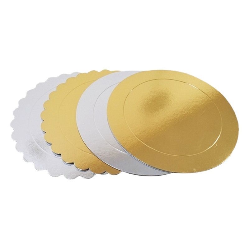 Venta al por mayor ronda de oro de plata pastel de papel almohadilla de doble cara pastel de apilamiento de soporte inferior embalaje para hornear 15cm Pastel redondo